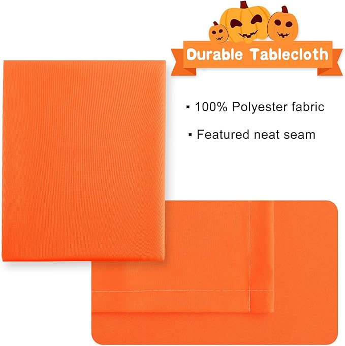 Hiasan Pumpkin Orange Rectangle Tablecloth - Waterproof Washable Polyester Fabric Table Cloth for Buffect Dining Birthday Party Wedding, 54 x 80 Inch