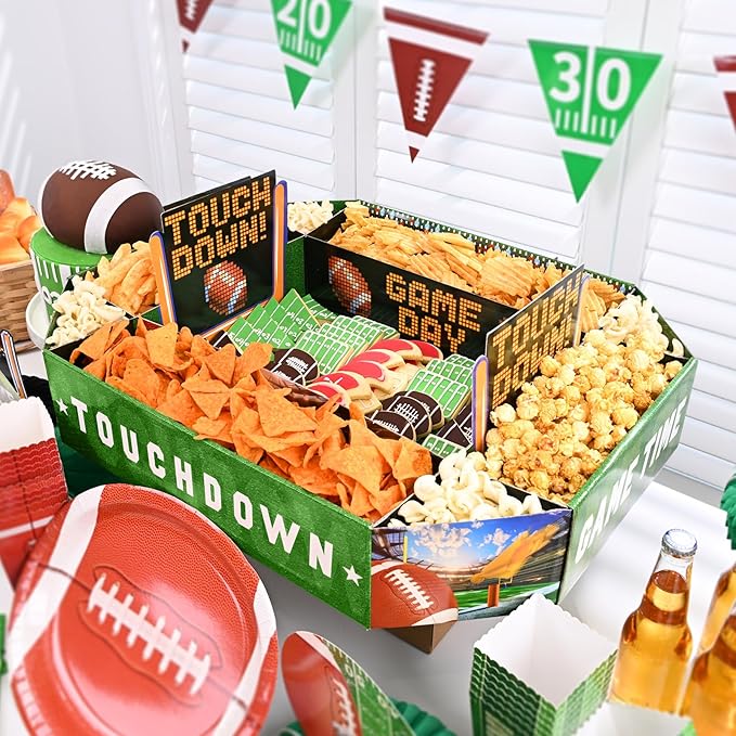 Gatherfun Football Party Supplies Kit - Tailgate, Birthday & Party Food Tray Set | Football Party Decorations & Favors