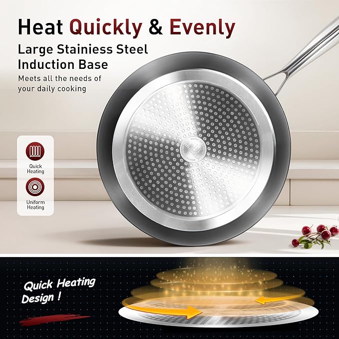 MAISON ARTS Hard Anodized Nonstick Frying Pans Set 2 Piece, 9.5" and 11" Ceramic Coating Skillets