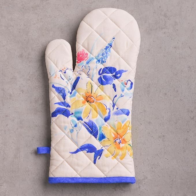 Maison d' Hermine Oven Gloves 100% Cotton Oven Mitt 7" x 13" with Loop Heat Resistant, BBQ, Cooking Gloves, Baking, Grilling, Kitchen, Handling Hot Pans Spring/Summer (Pack of 1, Girassol)