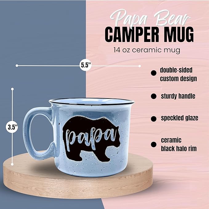Nana and Papa Bear Cute 15 oz Coffee Mug for Grandma, Grandmother - Grandma and Grandpa Gifts, Mother's Day, Father's Day, Christmas, Birthday (Nana Bear Coral and Papa Bear Light Blue Gift Set)