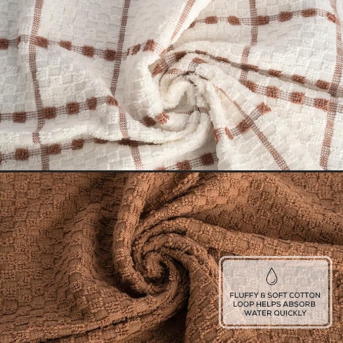 GOLD TEXTILES Kitchen Towels 144 Pack Premium 100% Cotton Dish Towels for Kitchen (15 x 25 Inches) Soft & Absorbent Kitchen Hand Towels for Drying Dishes, Cleaning - Reusable and Washable (Brown)
