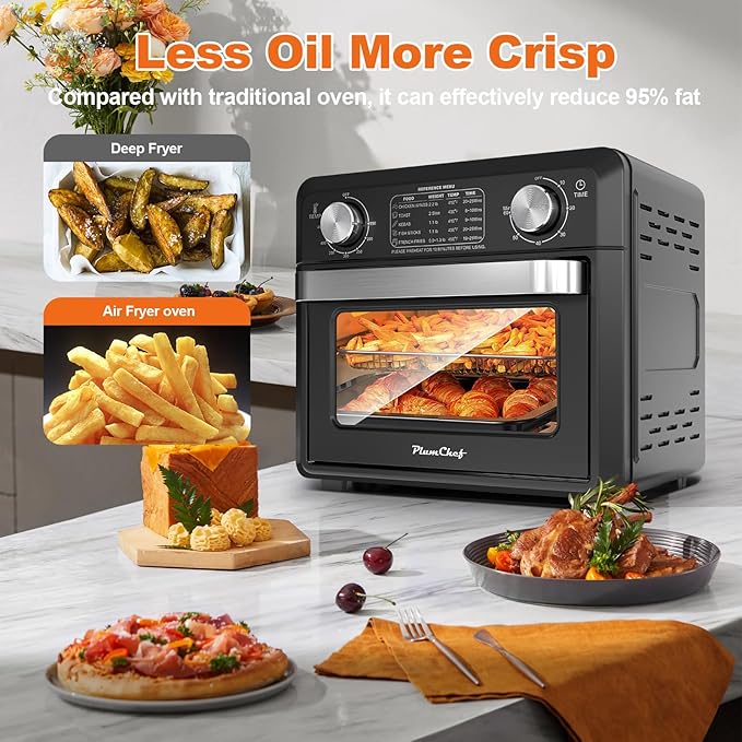 Air Fryer, 11QT,360° Hot Air Circulation for Healthy Oil-Free Cooking,Multifunctional Convection Toaster Oven Air Fryer Combo, Adjustable Temp & Time Control,
