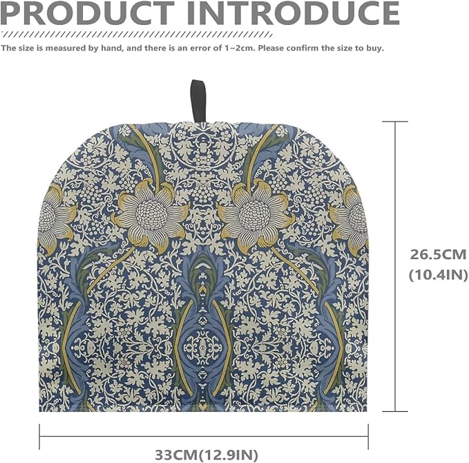 Tea Cozy for Teapots with Handle - William Morris Pattern Kennet Dust Insulated Cover, Hanging Fold-Up Design, Suitable for Kitchen and Living Room Table Decoration