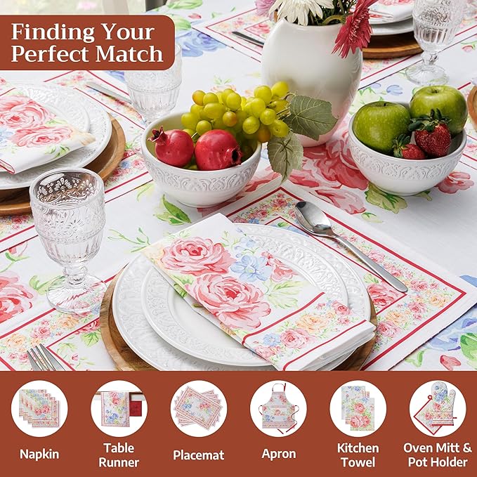 Maison d' Hermine Table Cloth Rectangle Table 100% Cotton 54 x 72 Inches Tablecloth Reusable Decorative for Dining Room Farmhouse Home Valentines Day Decorations Spring Summer - Vintage Floral
