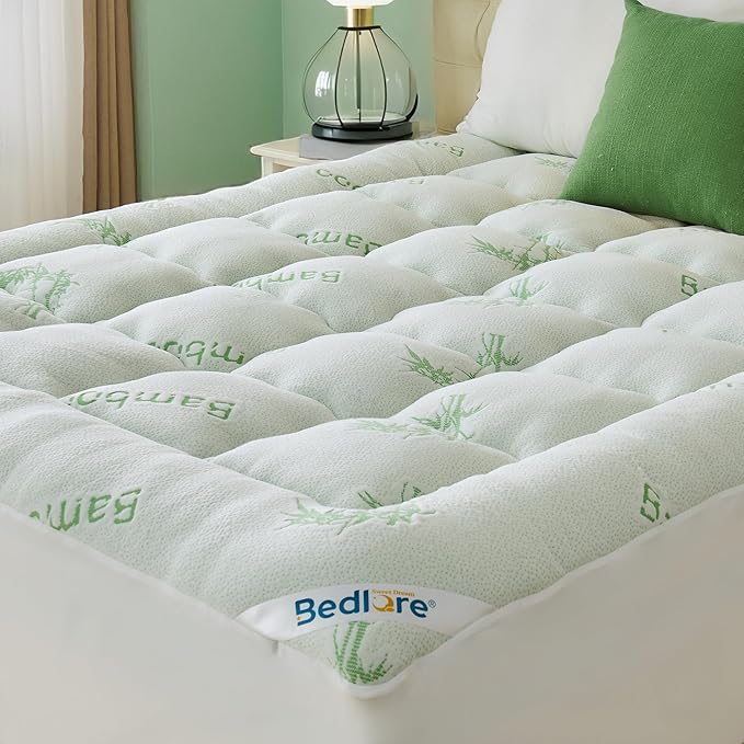 BEDLORE Twin Mattress Topper Viscose Derived from Bamboo, Thick Pillow Top Mattress Pad with Stretchable Pockets for 6"-15" Mattress, Soft Breathable Mattress Topper for Back Pain Relief