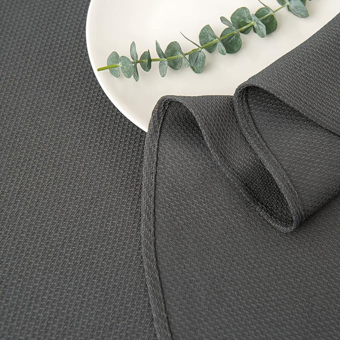 maxmill Round Textured Tablecloth Spill-Proof Wrinkle Free Soft Jacquard Table Cloth for Round Table Cover, for Dining Room Buffet Banquet Parties Holiday Dinner, 70 Inch Charcoal
