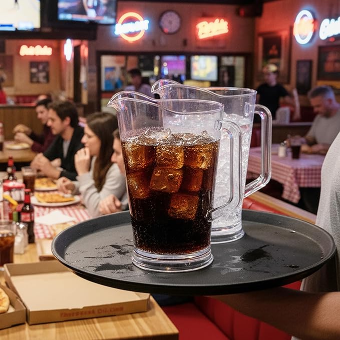 US Acrylic 64oz Bistro Clear Pitcher | Set of 2 Beer Pitchers | Reusable, BPA-free, Made in the USA, Indoor and Outdoor Pitcher Set for Water, Lemonade, Juice, Soda Pop, and Beer