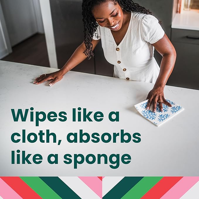 Scotch-Brite Season’s Clean Sponge Cloths, Reusable Dish Towel That Absorbs Like a Sponge, Holiday Patterned Wipes for Nonstick Cookware, Tile, Countertops, Mirrors, and Faucets, 2 Dish Towels