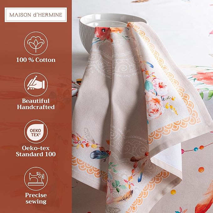 Maison d' Hermine Cloth Napkins Set of 4 100% Cotton Everyday Reusable Square Napkins Cloth Washable Dinner Party Wedding Restaurant Valentines Day Decorations Spring/Summer (Ibiza - Beige, 20" x 20")