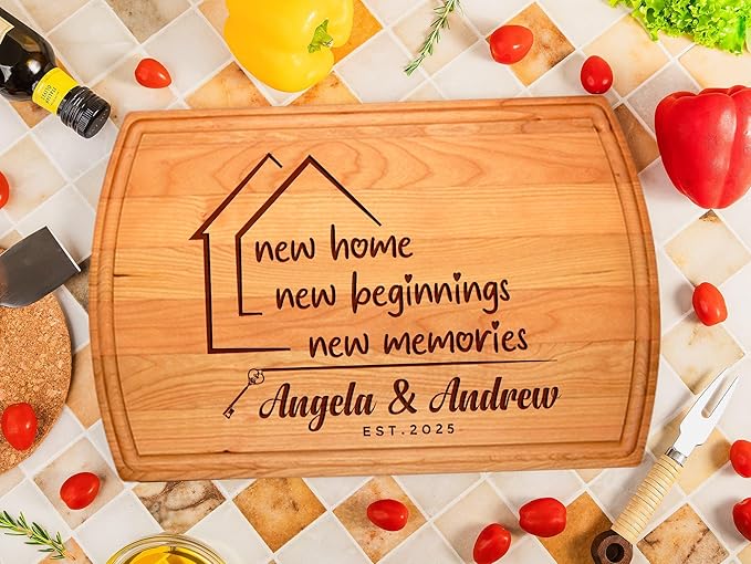 Personalized Cutting Board – Custom Engraved Wood Charcuterie Boards for Kitchen, Housewarming Gifts, and New Home Purchase Gifts – Customized Gift for New Homeowners