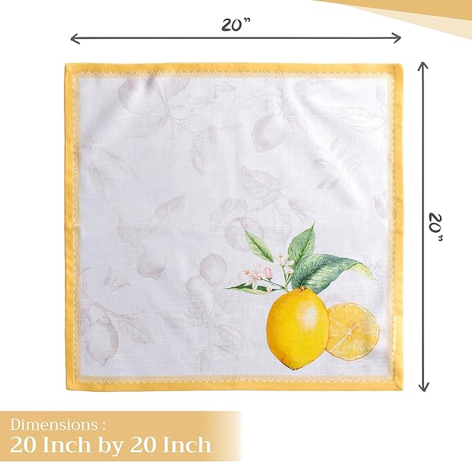 Maison d' Hermine Cloth Napkins Set of 4 100% Cotton Everyday Reusable Square Napkins Cloth Washable Dinner Party Wedding Restaurant Valentines Day Decorations Spring/Summer (Limoncello, 20" x 20")