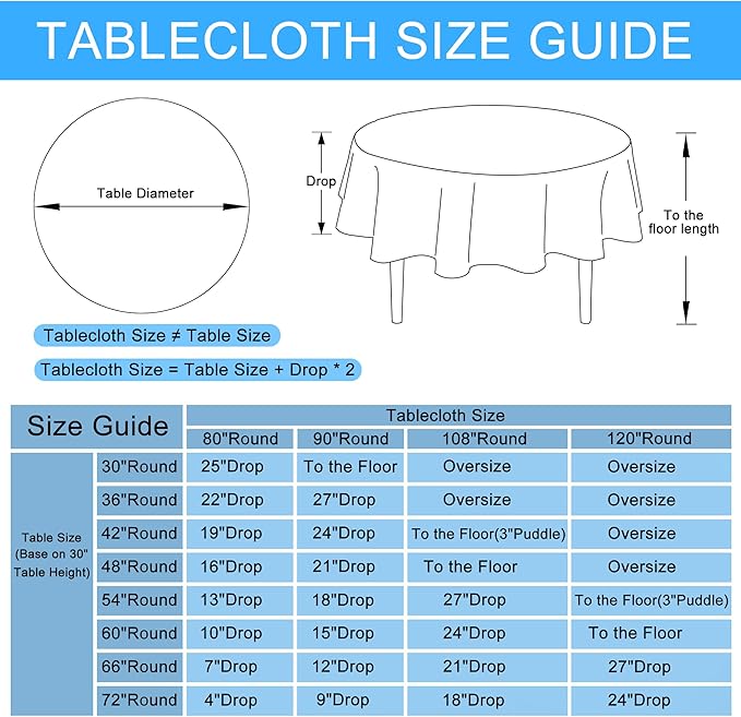 Hiasan Table Cloth Round Linen Tablecloth 120 Inch - Wrinkle and Stain Resistant Washable Polyester Fabric Table Cloth for Dining Room Kitchen Party, Grey