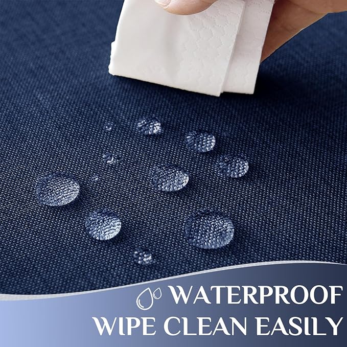 Softalker Extra Lang Navy Blue Tablecloths 60x144 inch Rectangular Faux Linen Table Cloth Outdoor Waterproof Stain and Wrinkle Resistant Table Cover for 6/8 Foot Rectangle Tables for Party Graduation
