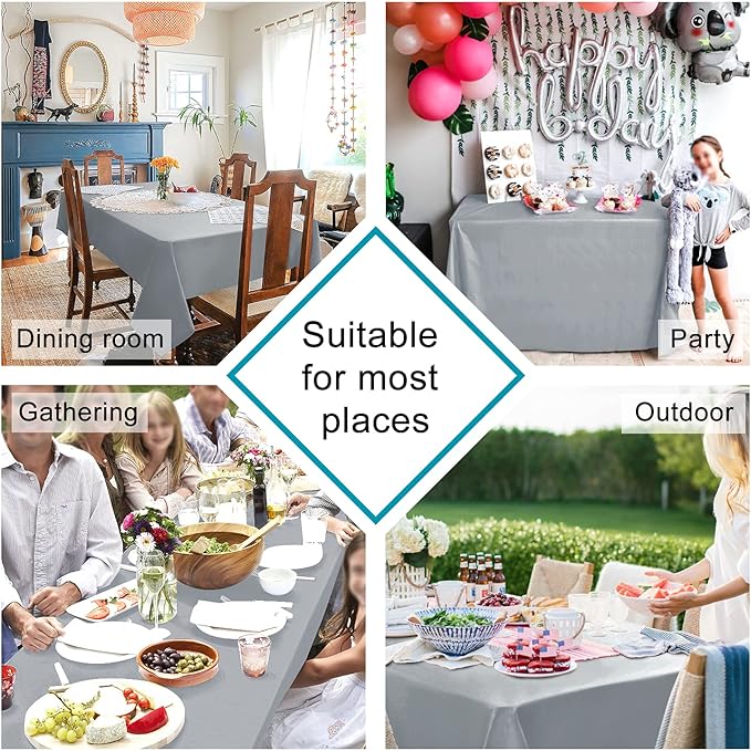 Hiasan Silver Grey Square Tablecloth - Waterproof and Spillproof Washable Fabric Table Cloth for Dining Room Kitchen Party and Outdoor, 30 x 30 Inch