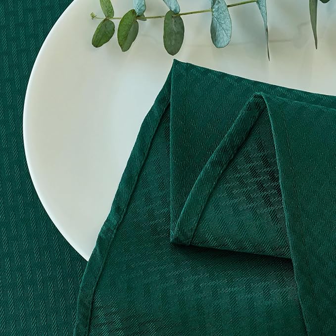 maxmill Round Tablecloth Weaved Texture Design Spill-Proof Wrinkle Free Soft Christmas Table Cloth for Circular Table Cover, for Dining Room Banquet Parties Holiday Dinner, 90 Inch Hunter Green