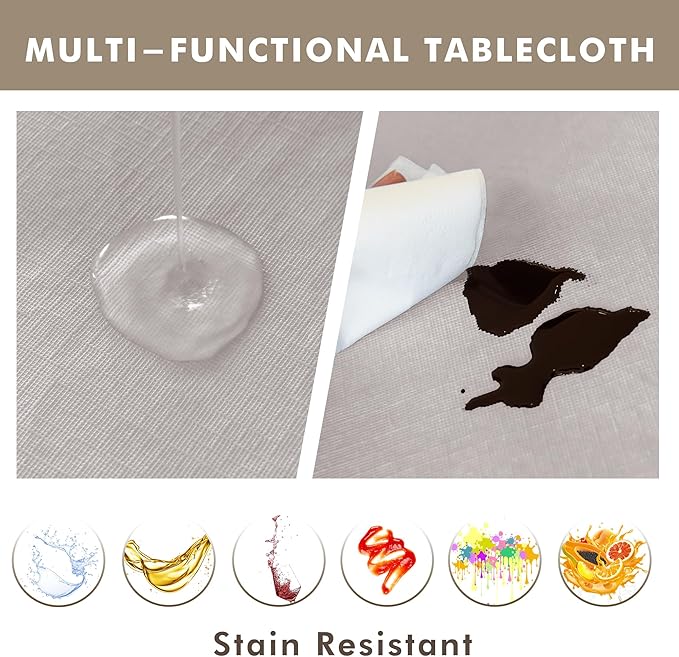 Nasitos 2 Pack Round Tablecloth 60 Inch-Flannel Backed Vinyl Silver Tablecloths, Waterproof Oil-Proof Table Cloth Wipeable Plastic Table Cover for Wedding, Baby Shower, Family Reunion