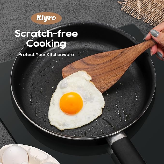 5 PCS Wooden Spatula Set, Natural Teak Wooden Spoons for Cooking, Nonstick Cookware Safe Kitchen Utensils Set, Durable & Elegant Cooking Utensils Gift Set