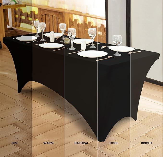 Utopia Kitchen Spandex Tablecloth 10 Pack [6FT, Black] Tight, Fitted, Washable and Wrinkle Resistant Stretch Table Cloth Rectangle Cover for Trade Show, Weddings & Parties [72Lx30Wx30H Inch]