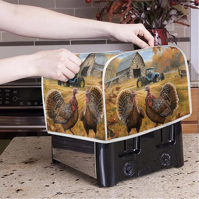 Doojoayie Turkey Toaster Cover Toaster Storage Bag Bread Maker Cover Stain Resistant for Kitchen 4 Slice Small Appliance Protector Thanksgiving Decor