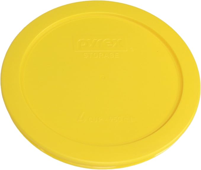 Pyrex 7201-PC 4-Cup Meyer Lemon Yellow Plastic Food Storage Replacement Lids (2-Pack) - Made in the USA