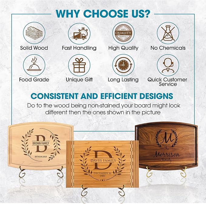 Personalized Cutting Boards Wood Engraved – Lovely Birthday, Anniversary, Bridal Shower, Wedding Present – Christmas gift- House warming gift for couple- Master Grill- Dad-US Handmade