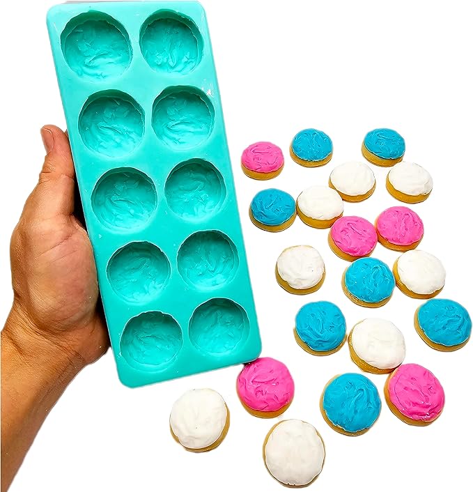 10 Cavities Mini Frosted Cookies Candle Silicone Mold | Soap mold | Mold for Wax | Mold for Resin Wax melts mold Waxmelts NC102