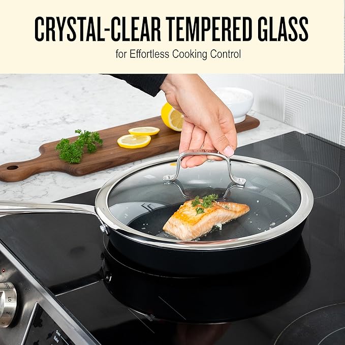 Alva Maestro Nonstick Ceramic Saute Pan with Glass Lid 4Qt. - Easy to Clean, Oven Safe and Made without PFAS, PFOA & PTFE - Induction and All Stovetop Compatible with Even Heat Distribution