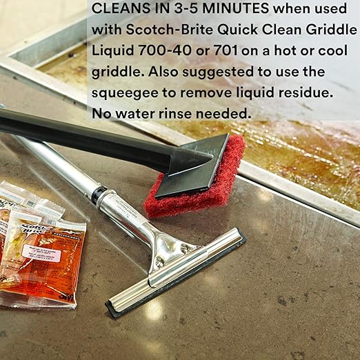 3M Scotch-Brite Griddle Cleaning, Quick Clean Heavy Duty Scour Pad, 4" x 5.25" Pads/Pack, For Baked On Food and Cooking Oils, Use on Hot or Cool Griddle, 15 Count