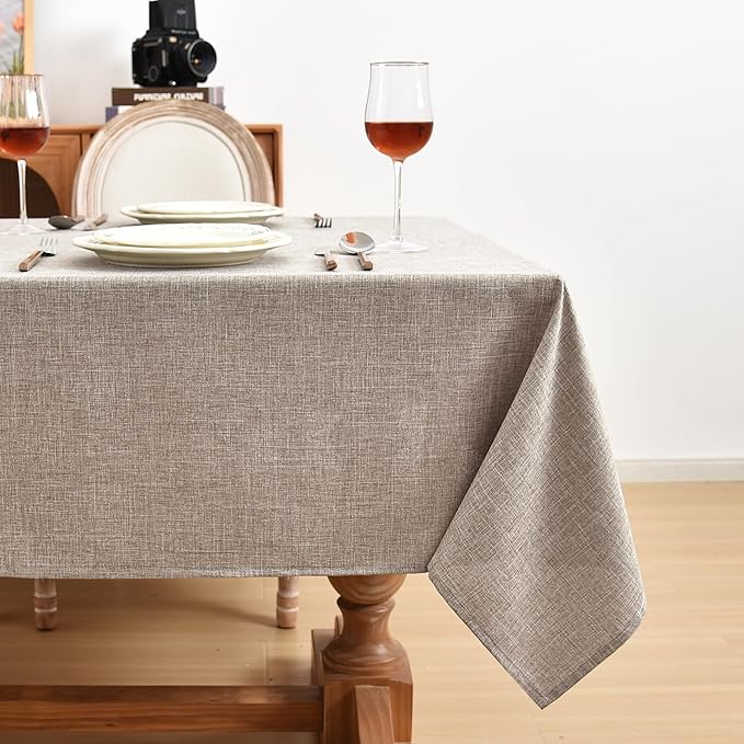 Fitable Square Linen Tablecloths 2 Pack, Linen Textured Fabric Table Clothes, Rustic Table Covers for Kitchen Dining, Party, Farmhouse (Nature, 54 x 54 Inch)