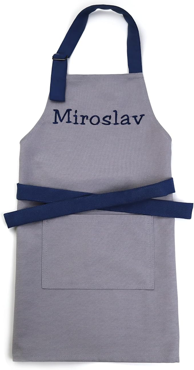 Kids Apron - Embroidered Personalized Cooking Custom Apron with Name, Adjustable, Cotton, with Pockets, for cooking