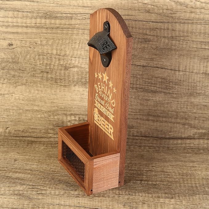 Engraved Wall Mounted Bottle Opener with Catcher, Gift for Dad, Fathers Gift, Mens Gift, Gift for Husband, Gift for Beer Lovers