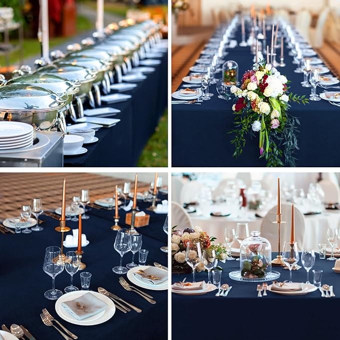 Rectangle Tablecloths 90x132 Inch 2 Pack Navy Blue Tablecloth for 6ft Washable Decorative Linen Polyester Table Cloths for 8ft Dining Table Banquets Buffet Parties and Wedding