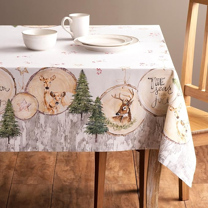 Maison d' Hermine Table Cloth Rectangle Table 100% Cotton 70 x 90 Inches Fall Tablecloth Reusable Everyday Use for Thanksgiving Christmas Decorations Dining Farmhouse Party (Mountain Life)