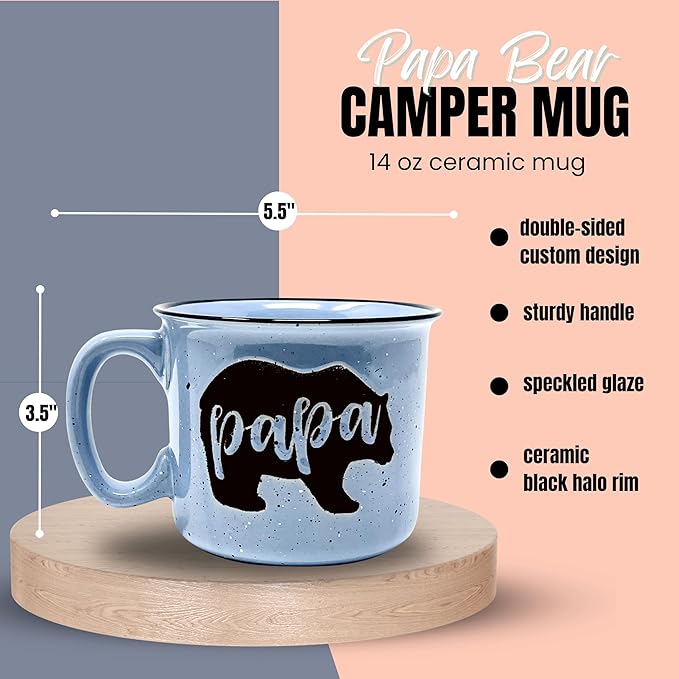 Brooke & Jess Designs Nana and Papa Bear Cute 15 oz Coffee Mugs for Grandma and Grandpa, Mother's Day, Father's Day Birthday (Nana Bear Teal and Papa Bear Light Blue Gift Set)