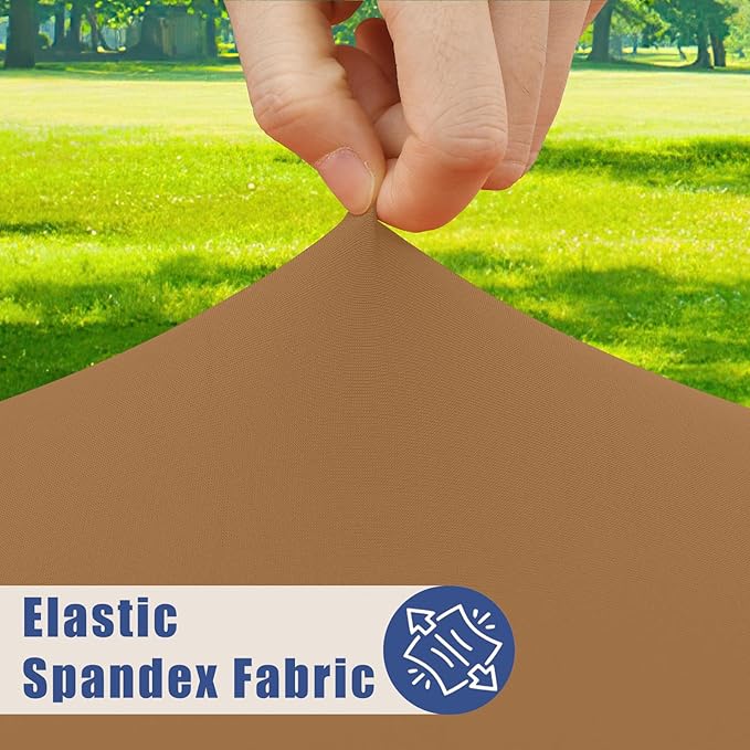 Round Spandex Tablecloth, Elastic Fitted Waterproof Tablecloths for 18"-24" Tables, Stretch Washable Picnic Table Cover for Camping, Dining, Indoor and Outdoor,Brown