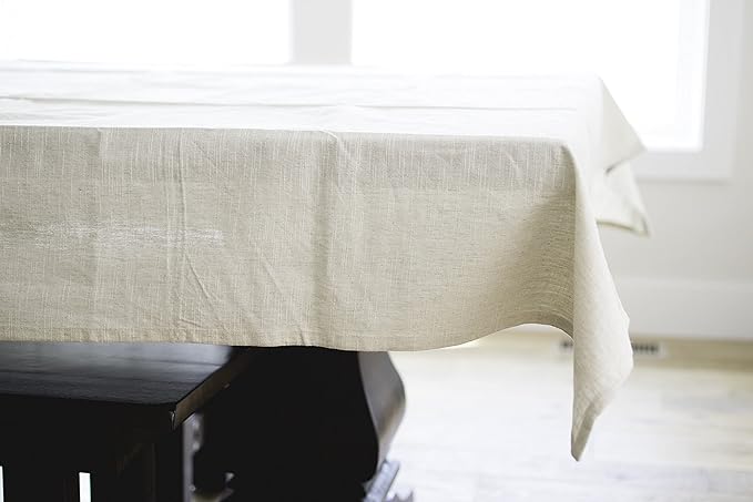 60x90 in Cotton Tablecloth – Large Rectangular Dining Table Cover for Kitchen, Weddings, Parties, Indoor or Outdoor Picnic and Everyday Décor – Neutral (White)