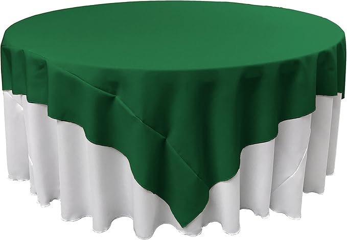 LA Linen Polyester Poplin Washable Square Tablecloth, Stain and Wrinkle Resistant Table Cover 90x90, Dinning, Kitchen, Party, Holiday 90 by 90-Inch, Emerald Green, TCpop90x90_GreenEmP32