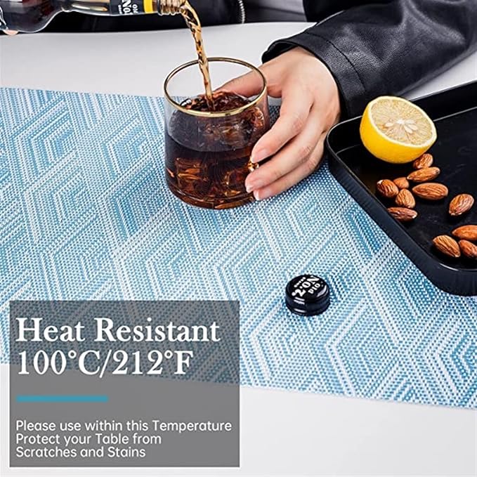 Heat- Placemats Set of 4 Stain Washable PVC Table Mats Kitchen Table mats for Dining Kitchen Table(Rhomb Grey,1pcs 45x30cm)