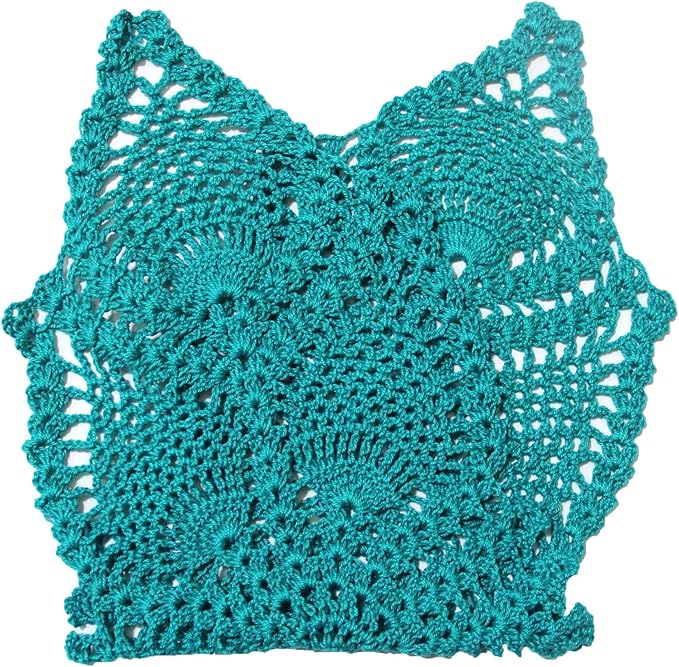 BIBITIME Crochet Lace Table Doilies Eyes Flower Doily Kitchen Vase Place Mats (7 in x 21 in,Pack of 2PCS, Style02-Peacock)