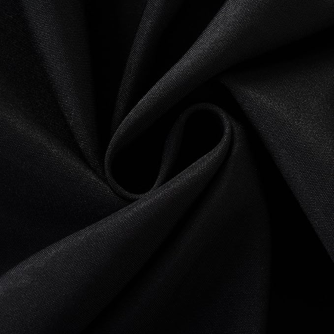 6-Pack Round 90-inch Black Table Cloths, Solid Stain and Wrinkle Resistant Circular Tablecloth, Premium Plain Weave Polyester Fabric Table Linen Covers for Hotel, Banquet