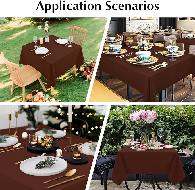 2 Pack Square Table Cloth 52X52 Inch Chocolate Washable Fabric Tablecloth Polyester Solid Dining Table Cover for Birthday Party Dinner Holiday Outdoor Indoor