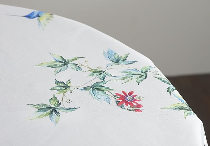 Maison d' Hermine Table Cloth Round Table 100% Cotton 69 Round Inches Tablecloth Reusable Decorative for Dining Room Farmhouse Home Valentines Day Decorations Spring Summer - Tropiques