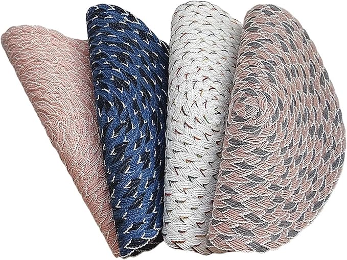 Kitchecn Accessories Nordic Woven Placemats Table Mats Suitable for Holiday Parties Family Gatherings Set De Table(Multi,Round_38CM 4PCS)