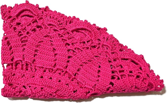 BIBITIME Lace Tablecloth Doily Handmade Crochet Placemat Women Vase Mat Kitchen Table Runner (4PCS- 12 x 22 in, Rose)