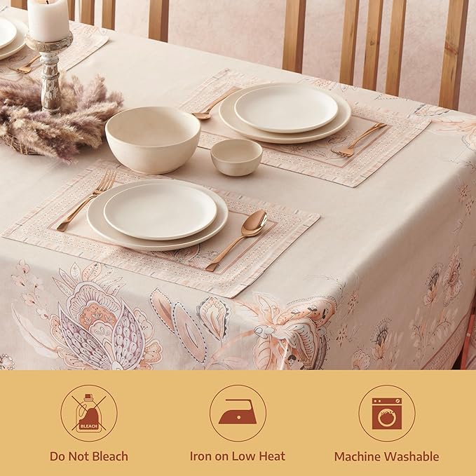 Maison d' Hermine Premium Table Cloth Rectangle Table 100% Combed Cotton 140 x 70 Inches Tablecloth Reusable Decorative for Dining Room, Farmhouse, Home, Party, Festive & Wedding - Society Florals