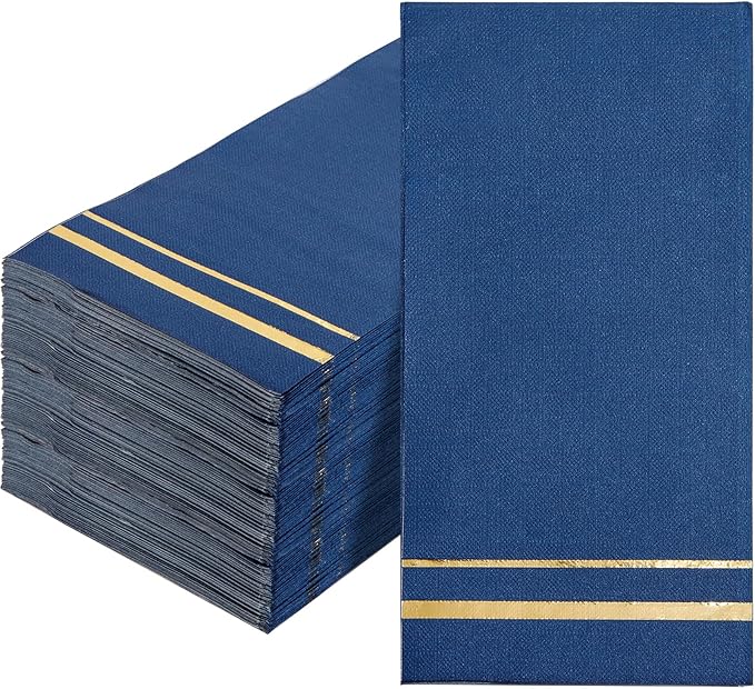 BUCLA 100-Count 3-Ply Disposable Napkins - Blue Paper Napkins Disposable Premium Quality - Dinner Napkins Disposable Soft, Absorbent for Parties, Weddings, Kitchen, Hanukkah and Cocktail Beverage