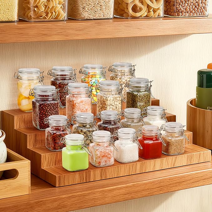 12 Pack Spice Jars, 8 oz Glass Containers with Airtight Lids, Small Herb Jars with Labels for Kitchen Storage