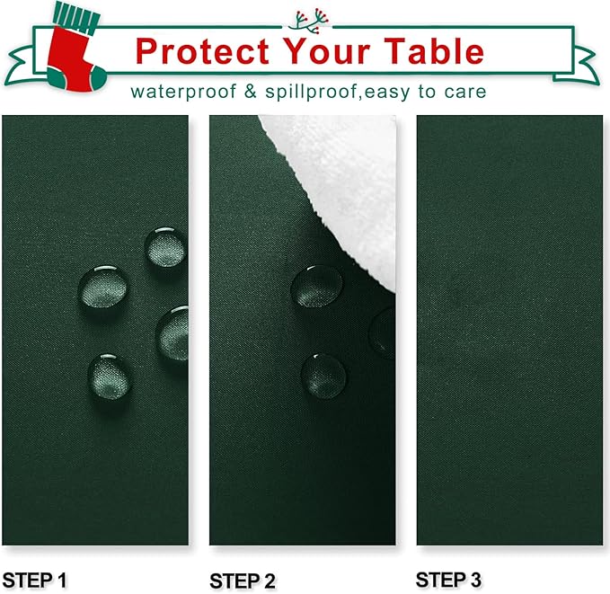 Hiasan Square Tablecloth - Spillproof and Waterproof Washable Table Cloth for Dining Room Kitchen Birthday Party, Hunter Green, 54 x 54 Inch