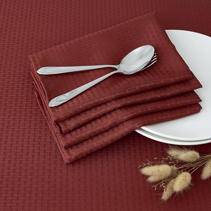 maxmill Fall Cloth Napkins 20 x 20 Inch Weaved Pattern Soft Comfortable and Luxury Serviette for Harvest Thanksgiving Family Dinners Weddings Parties and Banquets Set of 4 Pieces, Rustic Brick